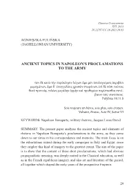 Ancient Topics in Napoleon's Proclamations to the Army