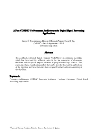 CORDIC Co-Processor Architecture for Digital Signal Processing Applications