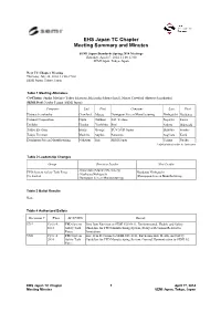 EHS Japan TC Chapter Meeting Summary and Minutes