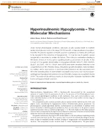 Hyperinsulinemic Hypoglycemia – the Molecular Mechanisms