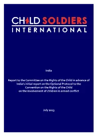 India Report to the Committee on the Rights of the Child in Advance Of