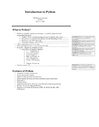 Introduction to Python