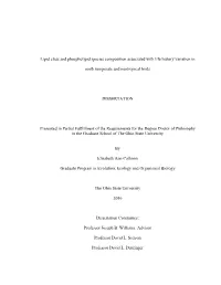 Lipid Class and Phospholipid Species Composition Associated with Life History Variation In