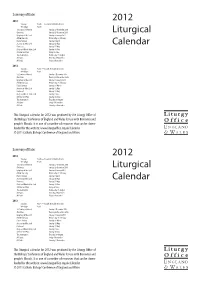 Liturgical Calendar
