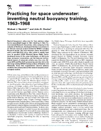 Practicing for Space Underwater: Inventing Neutral Buoyancy Training