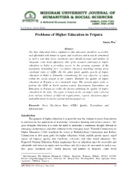 Problems of Higher Education in Tripura