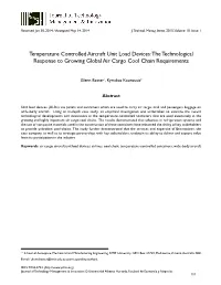 Temperature Controlled Aircraft Unit Load Devices: the Technological Response to Growing Global Air Cargo Cool Chain Requirements