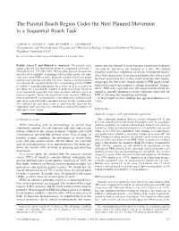 The Parietal Reach Region Codes the Next Planned Movement in a Sequential Reach Task