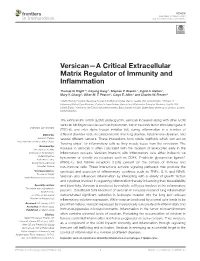 Versican—A Critical Extracellular Matrix Regulator of Immunity and Inﬂammation