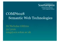 COMP6028 Semantic Web Technologies