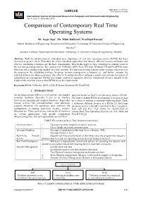 Comparison of Contemporary Real Time Operating Systems