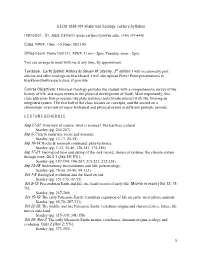 GE OS 1234-101 Historical Geology Lecture Syllabus Instructor