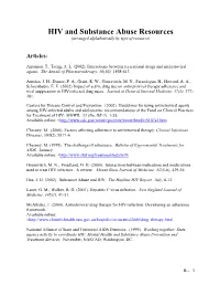 HIV and Substance Abuse Resources (Arranged Alphabetically by Type of Resource)