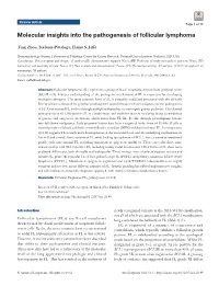 Molecular Insights Into the Pathogenesis of Follicular Lymphoma