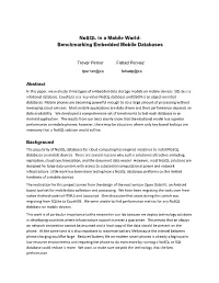 Nosql in a Mobile World: Benchmarking Embedded Mobile Databases