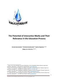 The Potential of Interactive Media and Their Relevance in the Education Process