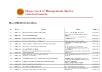 Bba `10 Students` Database
