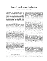 Open Source Systems Applications Christopher Peckham and Miguel Rodriguez