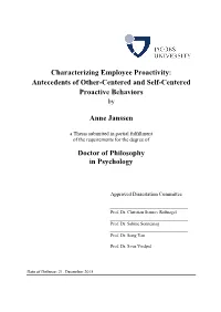 Antecedents of Other-Centered and Self-Centered Proactive Behaviors By
