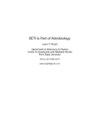 SETI Is Part of Astrobiology