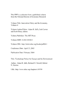 Technology Policy for Energy and the Environment