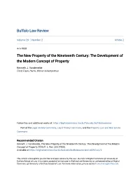 The New Property of the Nineteenth Century: the Development of the Modern Concept of Property