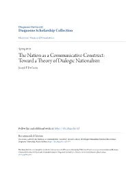 Toward a Theory of Dialogic Nationalism Joseph T