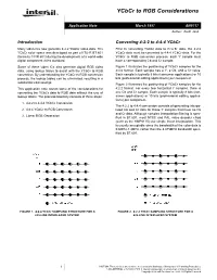 AN9717: Ycbcr to RGB Considerations (Multimedia)