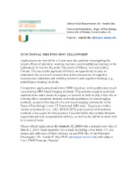 Functional Mri Post-Doc Fellowship