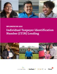 (ITIN) Lending Table of Contents