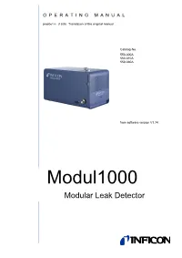 Modul1000 Modular Leak Detector Operating Manual Operating (1309)