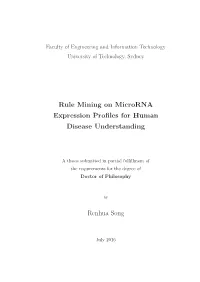 Rule Mining on Microrna Expression Profiles For