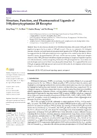 Structure, Function, and Pharmaceutical Ligands of 5-Hydroxytryptamine 2B Receptor