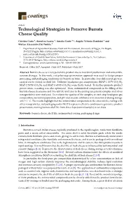 Technological Strategies to Preserve Burrata Cheese Quality