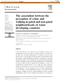The Association Between the Perception of Crime and Walking in Gated and Non-Gated Neighbourhoods of Asian Developing Countries