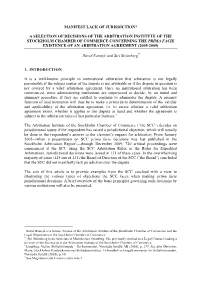 Manifest Lack of Jurisdiction? a Selection Of