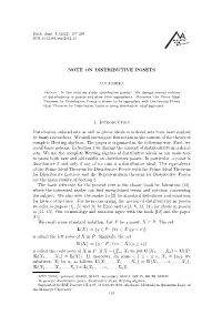 NOTE on DISTRIBUTIVE POSETS 1. Introduction Distributive Ordered