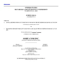 SOHU.COM INC. (Exact Name of Registrant As Specified in Its Charter)