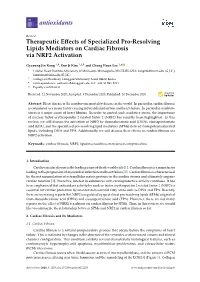 Therapeutic Effects of Specialized Pro-Resolving Lipids Mediators On
