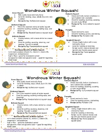 Wondrous Winter Squash! Wondrous Winter Squash!