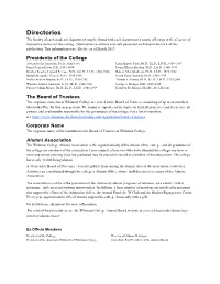 Directories the Faculty of Each Academic Department May Be Found with Each Department’S Course Offerings in the Courses of Instruction Section of the Catalog