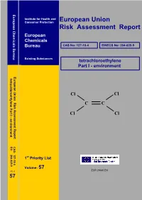 European Union Risk Assessment Report Tetrachloroeht Part I - Environment