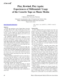Experiences of Millennials' Usage of the Cassette Tape As Music Media