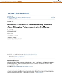 First Record of the Palearctic Predatory Stink Bug, Picromerus Bidens (Heteroptera: Pentatomidae: Asopinae), in Michigan