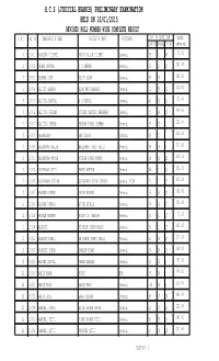 H.C.S (Judicial Branch) Preliminary Examination Held on 10/01/2015 Revised Roll Number Wise Complete Result S.No
