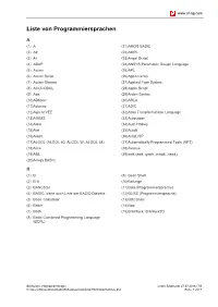 Liste Von Programmiersprachen