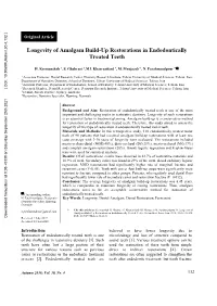 Longevity of Amalgam Build-Up Restorations in Endodontically Treated Teeth