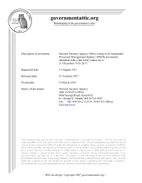 National Security Agency (NSA) Listing of All Automated Document