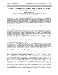 On Some Properties of Goodness of Fit Measures Based on Statistical Entropy