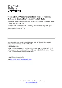 Too Big to Fail? Accounting for Predictions of Financial Distress In